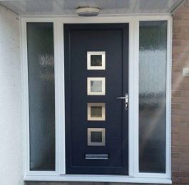 UPVC door with white outer frame and anthracite grey door sash and panel: Click Here To View Larger Image
