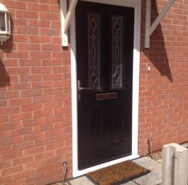 Black composite door with triple glazed and bevelled glass: Click Here To View Larger Image